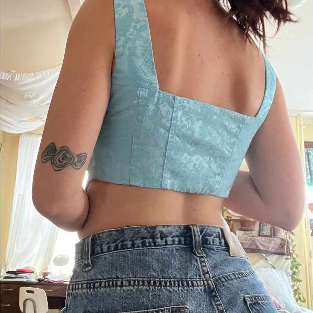 light blue corset